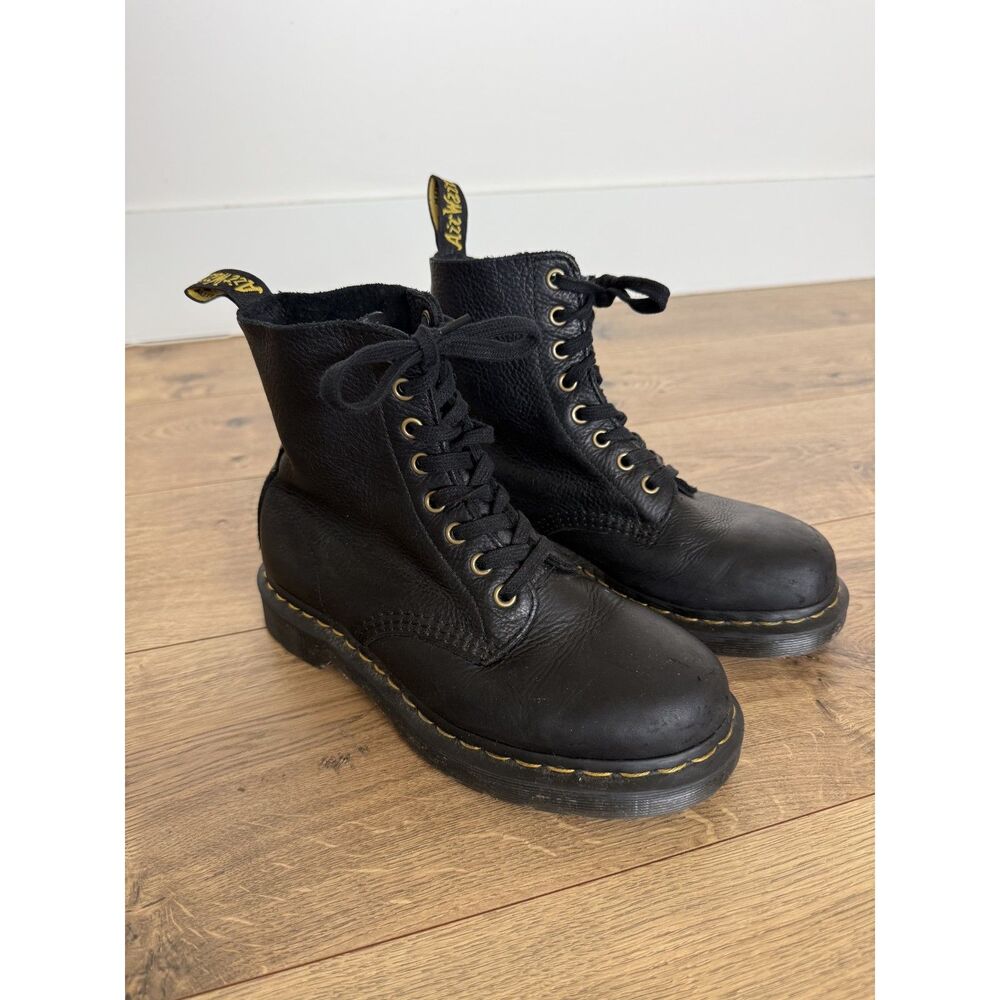 DR. MARTENS 6 Black 1460 Pascal Virginia Leather Lace Up Boots Combat Pebbled